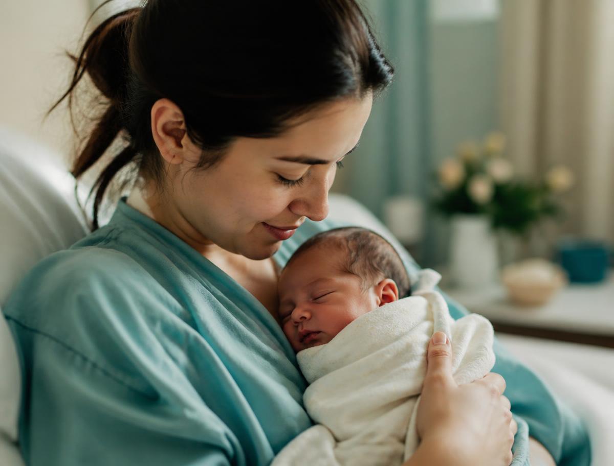 Mother holding her newborn baby
